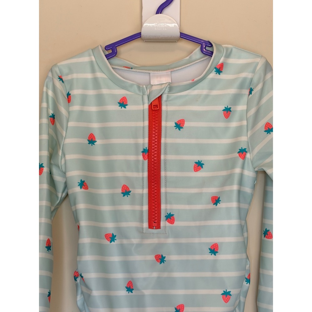 Cat & Jack Strawberry Stripe Rash Guard Swim Bathing Suit Toddler 4T NEW NWT - Picture 2 of 9